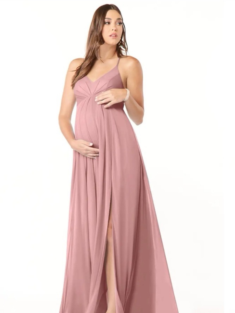 Sleeveless Mauve Blush V-Neck Maxi Pregnancy Dress